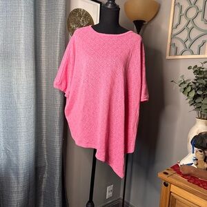 ChicSoul Pink Textured Asymmetrical Knit Top
